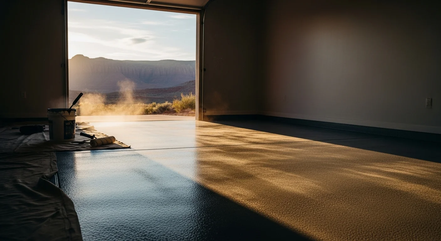 Epoxy-coated concrete floor with professional finish