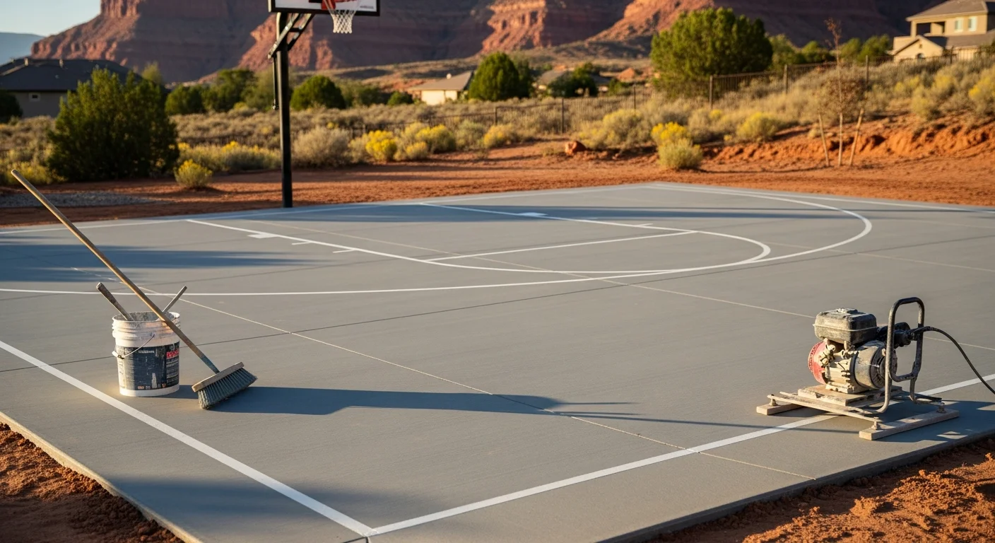 Finished concrete sport court ready for play